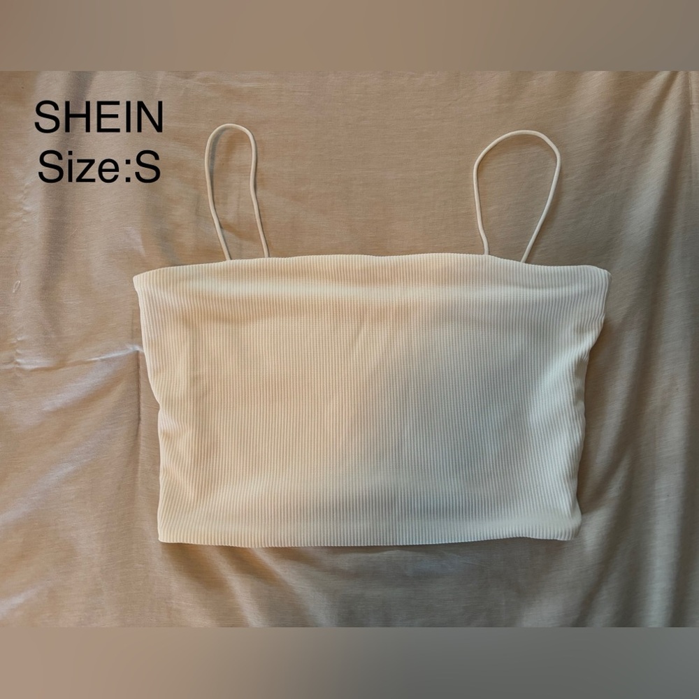SHEIN Women's Cream Ribbed Camisole